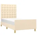 Cadre de lit avec tête de lit Crème 100x200 cm Tissu