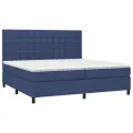 cadre de lit avec matelas Bleu 200x200 cm Tissu