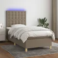 cadre de lit et matelas et LED Taupe 90x200 cm Tissu