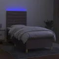 cadre de lit et matelas et LED Taupe 90x200 cm Tissu