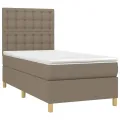 cadre de lit avec matelas Taupe 90x190 cm Tissu