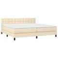 cadre de lit avec matelas Crème 200x200 cm Tissu