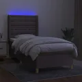 cadre de lit matelas et LED Taupe 90x190 cm Tissu