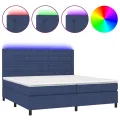 cadre de lit et matelas et LED Bleu 200x200 cm Tissu