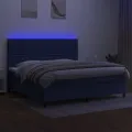 cadre de lit et matelas et LED Bleu 200x200 cm Tissu