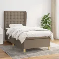 cadre de lit avec matelas Taupe 90x200 cm Tissu