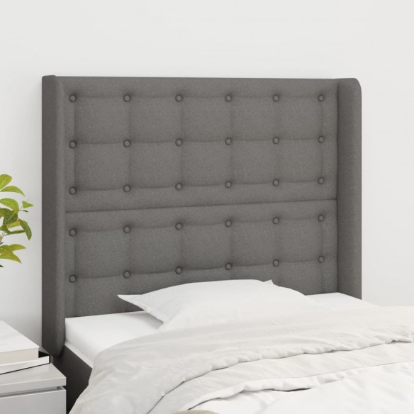 Tête de lit avec oreilles Gris foncé 83x16x118/128 cm Tissu