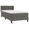 cadre de lit et matelas Gris foncé 90x190 cm Velours