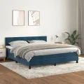 cadre de lit et matelas Bleu foncé 180x200cm Velours