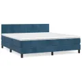 cadre de lit et matelas Bleu foncé 180x200cm Velours