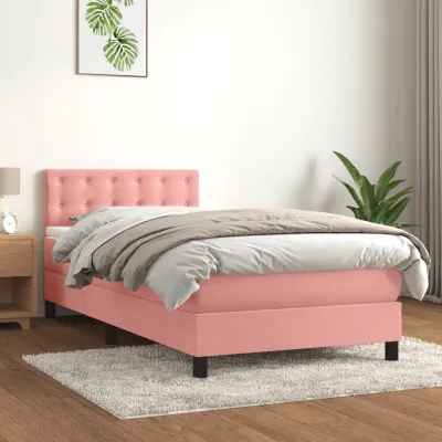 cadre de lit avec matelas Rose 90x200 cm Velours