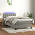 cadre de lit avec matelas et LED Gris clair 90x200cm