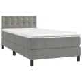 cadre de lit avec matelas et LED Gris clair 90x200cm