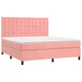cadre de lit matelas et LED Rose 180x200 cm Velours