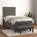 cadre de lit et matelas Gris foncé 90x200 cm Velours