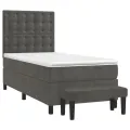 cadre de lit et matelas Gris foncé 90x200 cm Velours