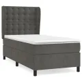 cadre de lit et matelas Gris foncé 90x190 cm Velours