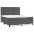 cadre de lit et matelas Gris foncé 180x200cm Velours