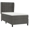 cadre de lit et matelas Gris foncé 90x200 cm Velours