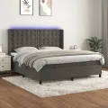 cadre de lit matelas et LED Gris foncé 180x200 cm