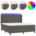 cadre de lit matelas et LED Gris foncé 180x200 cm