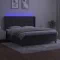 cadre de lit matelas et LED Gris foncé 180x200 cm