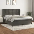 cadre de lit et matelas Gris foncé 180x200cm Velours