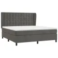 cadre de lit et matelas Gris foncé 180x200cm Velours
