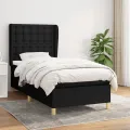 cadre de lit avec matelas Noir 90x200 cm Tissu