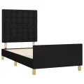 Cadre de lit avec tête de lit Noir 90x190 cm Tissu