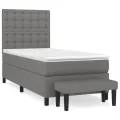cadre de lit et matelas Gris foncé 90x190 cm Tissu