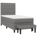 cadre de lit et matelas Gris foncé 90x190 cm Tissu