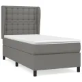 cadre de lit avec matelas Gris foncé 90x200 cm Tissu