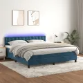 cadre de lit matelas et LED Bleu foncé 180x200 cm