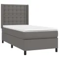 cadre de lit avec matelas Gris 90x200 cm Similicuir