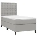cadre de lit et matelas Gris clair 90x190 cm Tissu