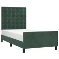 Cadre de lit avec tête de lit Vert foncé 90x200 cm Velours