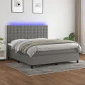 cadre de lit et matelas et LED Gris foncé 160x200 cm
