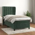 cadre de lit avec matelas Vert foncé 90x190 cm
