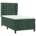cadre de lit avec matelas Vert foncé 90x190 cm