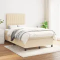 cadre de lit avec matelas Crème 120x200 cm Tissu