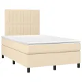 cadre de lit avec matelas Crème 120x200 cm Tissu