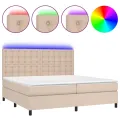 cadre de lit avec matelas LED Cappuccino 200x200 cm
