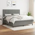 cadre de lit avec matelas Gris foncé 160x200cm Tissu