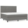 cadre de lit avec matelas Gris foncé 160x200cm Tissu