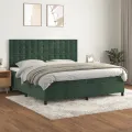 cadre de lit et matelas Vert foncé 200x200cm Velours