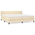 cadre de lit avec matelas Crème 200x200 cm Tissu