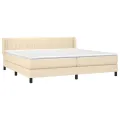 cadre de lit avec matelas Crème 200x200 cm Tissu