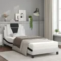 Lit avec matelas blanc et noir 90x190 cm similicuir