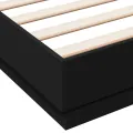 Cadre de lit noir 135x190 cm bois d'ingénierie